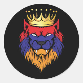 Armenien Lejona Kung Flagga Runt Klistermärke