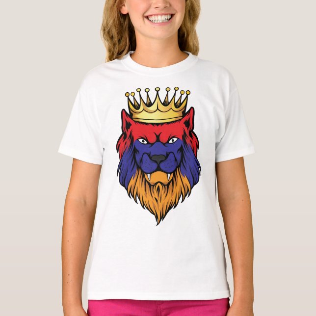 Armenien Lejona Kung Flagga T Shirt (Framsida)