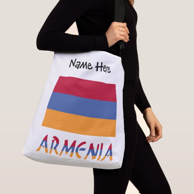 Armenien och Armenien Flagga med ditt namn Axelväska (Närbild)