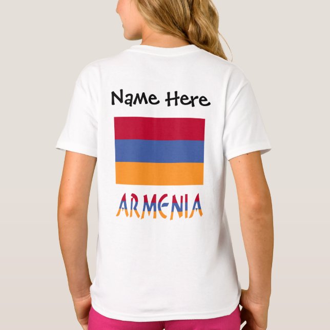 Armenien och Armenien Flagga med ditt namn T Shirt (Baksida)