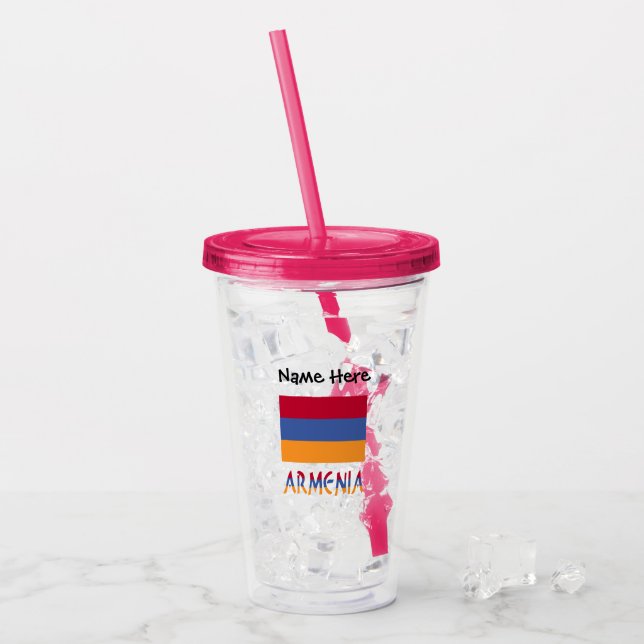 Armenien och Armeniens Flagga Personlig Take Away Mugg (Framsida Ice)