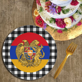Armenien Plate, buffalo plaid & Armenian Flagga
