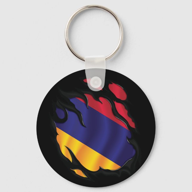 Armenien Ripping Flagga Nyckelring (Framsida)