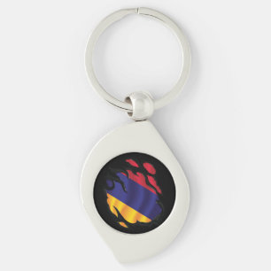 Armenien Ripping Flagga Swirl Silverfärgad Nyckelring