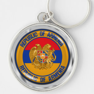 Armenien Round Emblem Rund Silverfärgad Nyckelring