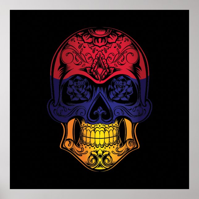Armenien Skull och Ro Flagga Poster (Framsidan)