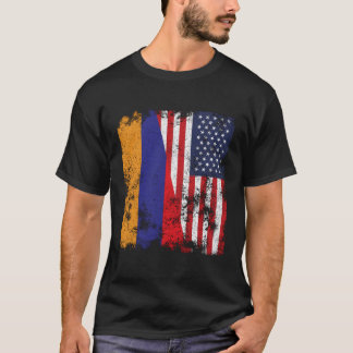 Armenien USA flagga Distress - Halva Amerika T Shirt