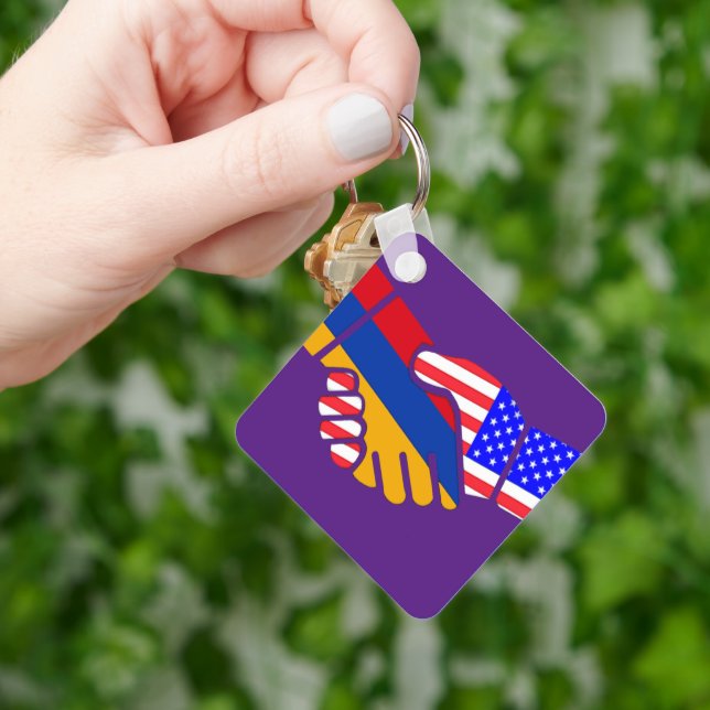 Armenien USA flagga Keychain Nyckelring (Hand)