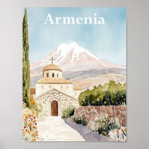 Armenien Watercolor Painting Travel Poster