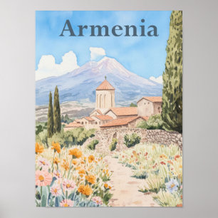 Armenien Watercolor Travel Illustration Poster