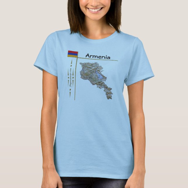 Armenienkarta + Flagga + Titel T-Shirt (Framsida)