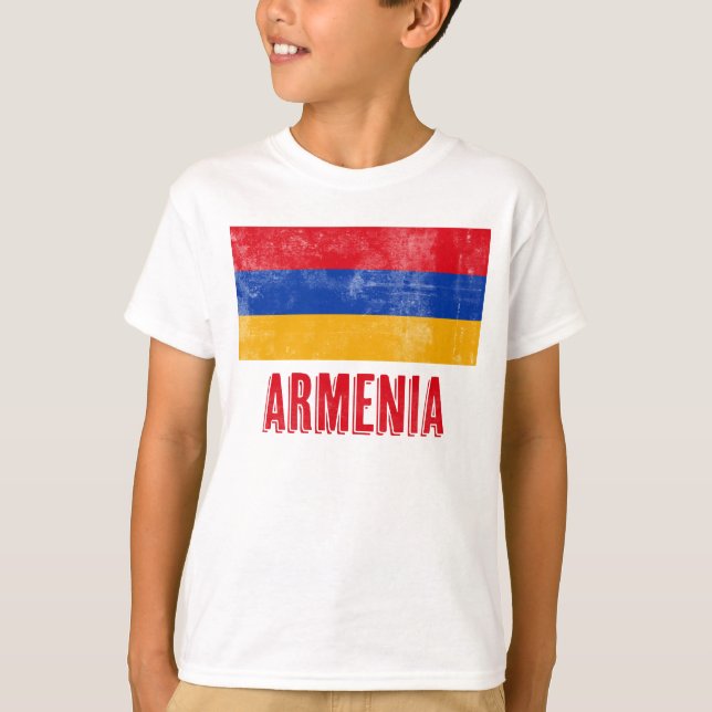 Armeniens Flagga (Grunge look) T Shirt (Framsida)