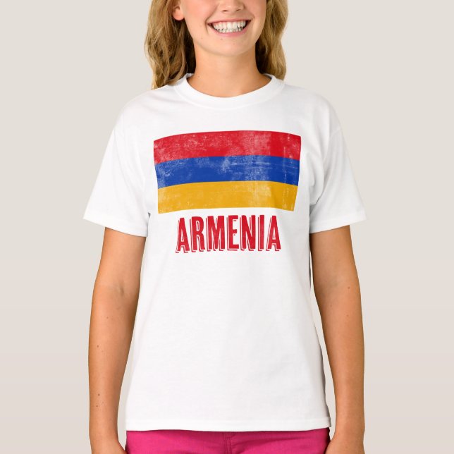 Armeniens Flagga (Grunge look) T Shirt (Framsida)