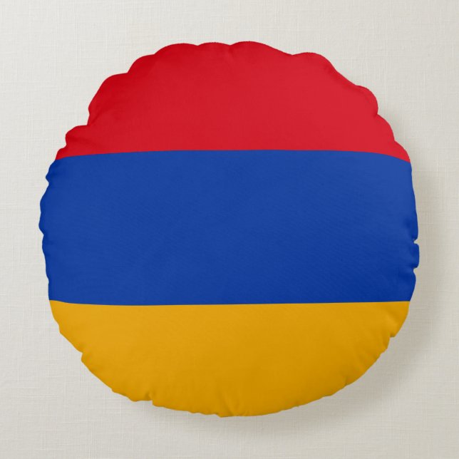 Armeniens patriotiska flagga rund kudde (Framsidan)