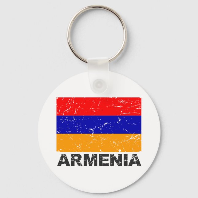Armeniens Vintage Flagga Nyckelring (Framsida)
