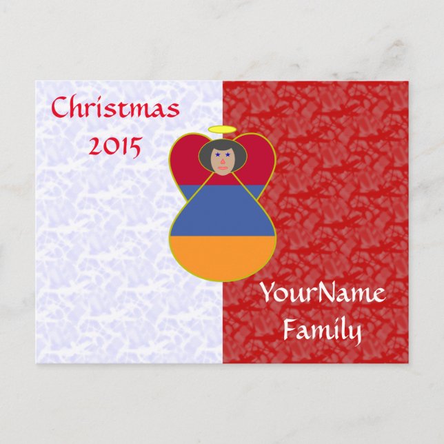 Armenisk Angel Black Hair som tryckts ned i Flagga Helg Vykort (Framsida)