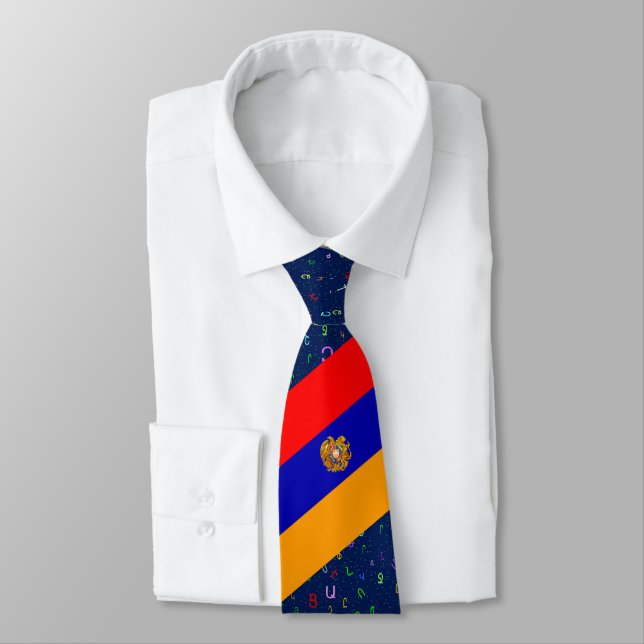 Armenisk Flagga med Alphabet Neck Tie Slips (Bunden)