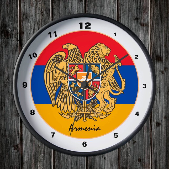 Armenisk Flagga och Armenien - trendig - design Rund Klocka (Skapare uppladdad)