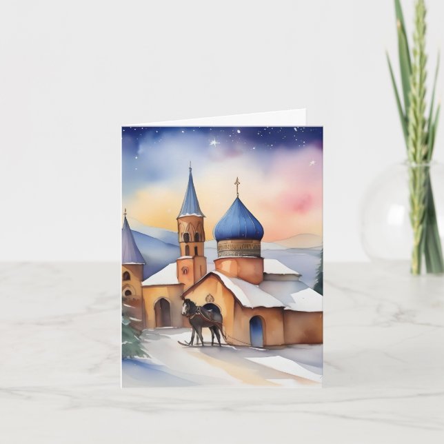 Armenisk jul B - 6 januari - vattenfärg Helgkort (Framsida)