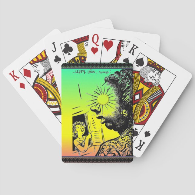 Armenisk ordstävcykel som leker kort casinokort (Baksidan)