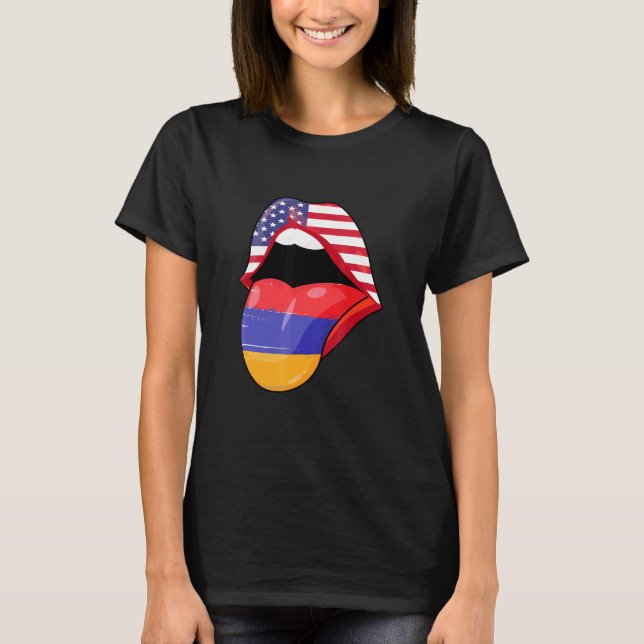 Armenisk USA Pride Läppar Flagga Pride Armenien Am T Shirt (Framsida)
