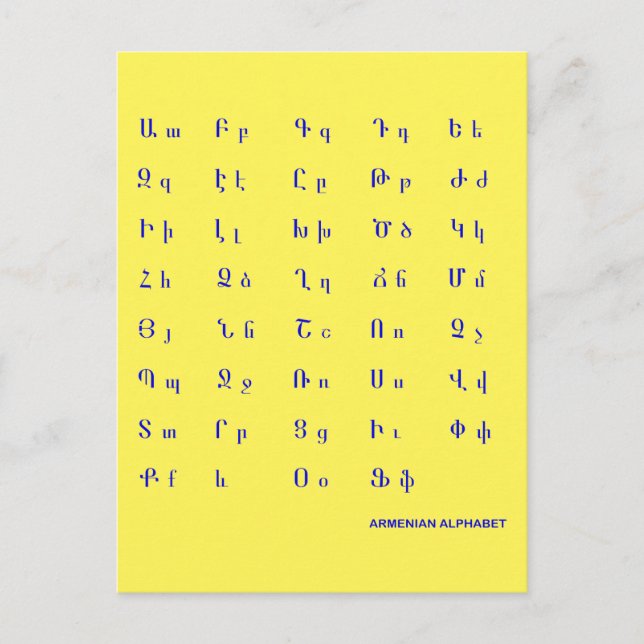 Armeniska alfabet vykort (Framsida)