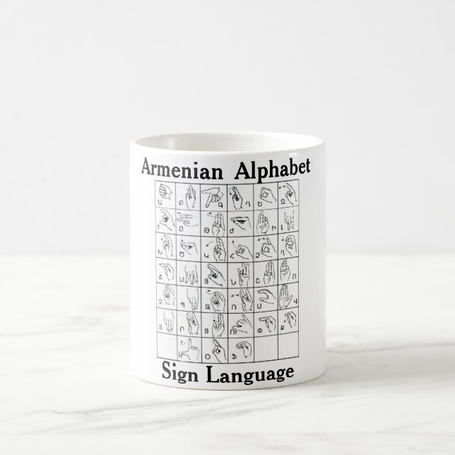 Armeniska alfabetets teckenspråkskafett Mugg (Center)