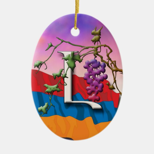 Armeniska alfabetinitialer Lyun" prydnad Julgransprydnad Keramik (Framsidan)