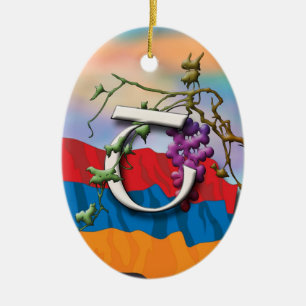 Armeniska alfabetinitialer Sha" prydnad Julgransprydnad Keramik