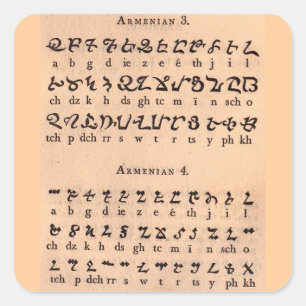 Armeniska Alphabet Fyrkantigt Klistermärke