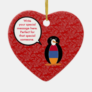 Armeniska Flagga Helgdag Penguin Talking Julgransprydnad Keramik