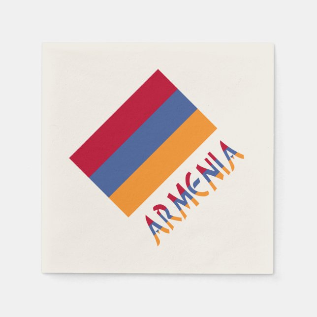 Armeniska Flagga och Armenien i Flagga Färg Pappersservett (Framsidan)