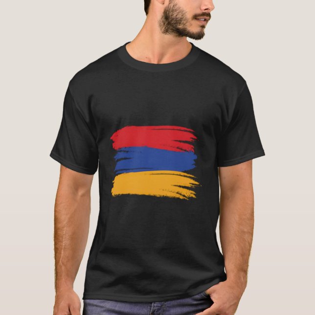 Armeniska Flagga Skriv ut Armenien T Shirt (Framsida)