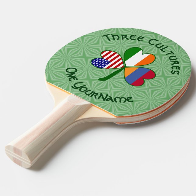 Armeniska Irish Shamrock Flagga Personlig Pingisracket (Frontvinkel)