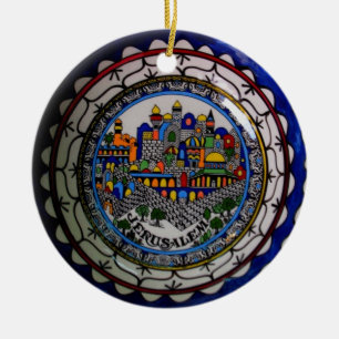 Armeniska Jerusalem målade platta Julgransprydnad Keramik