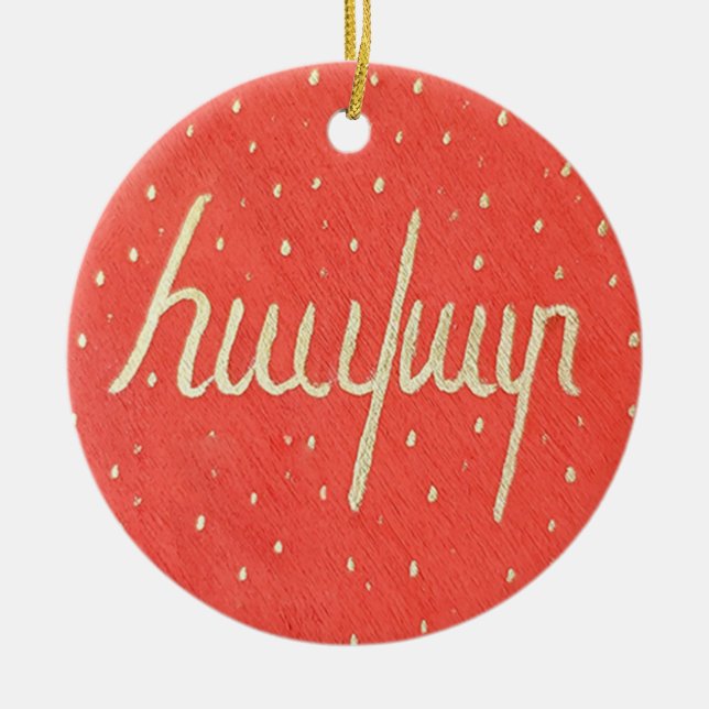 Armeniska julomornament Fem handmålade Julgransprydnad Keramik (Framsidan)