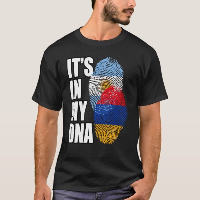 Armeniska och argentinska blandningen DNA-Flagga T Shirt (Framsida)