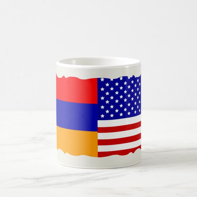 Armeniska och USA flagga-kaffe Mugg (Center)
