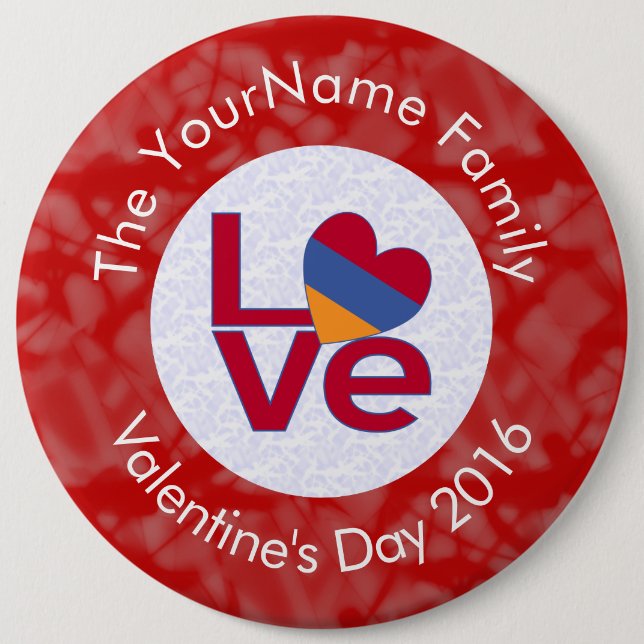 Armeniska röda bokstäver KÄRLEK Flagga Personlig  Knapp (Framsida)