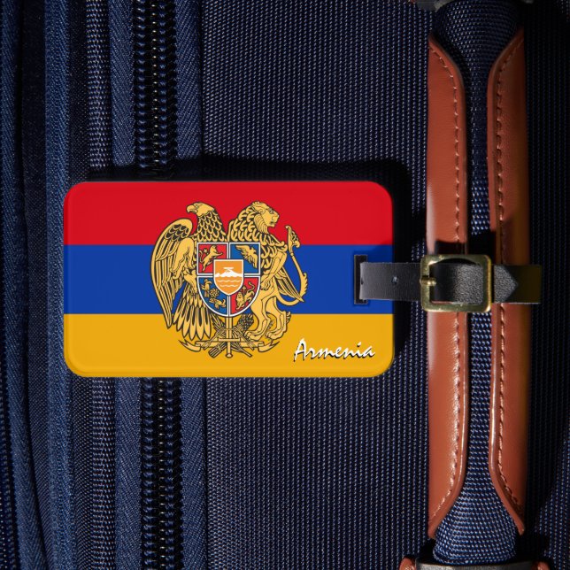 Armeniska språkvagn, patriotiska armeniska Flagga Bagagebricka (Framsida Insitu 4)