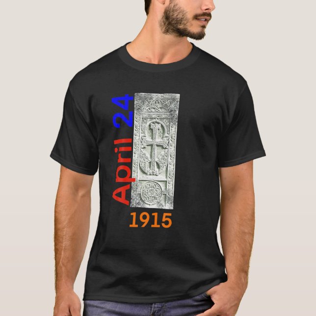 Armeniska Stone-Genocide - April 24 1915 Khat T Shirt (Framsida)