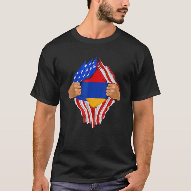 Armeniskt blod inuti mig Armenia Flagga Gift T Shirt (Framsida)
