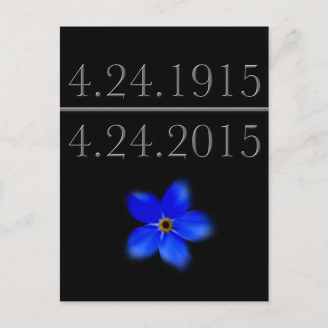 Armeniskt folkmord Glöm mig inte Vykort (Framsida)