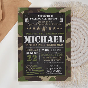 Arméns Camo Birthday-inbjudan Inbjudningar