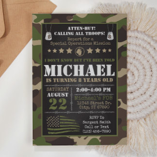 Arméns Camo Birthday-inbjudan Inbjudningar
