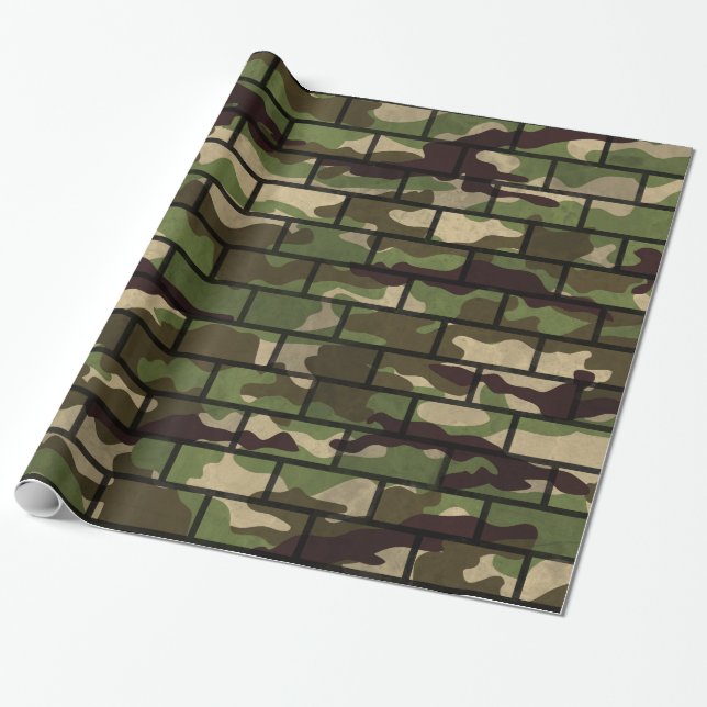 Arméns Camouflage Brick Wall Wrapping Papper Presentpapper (Utrullad)