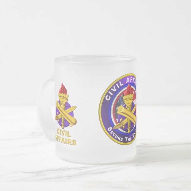 Arméns civilförband frostad glasmugg (Framsida vänster)