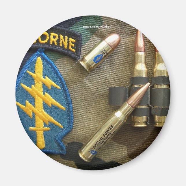 Arméns femtonde grönt kajplatser speciella styrkor magnet (Framsidan)