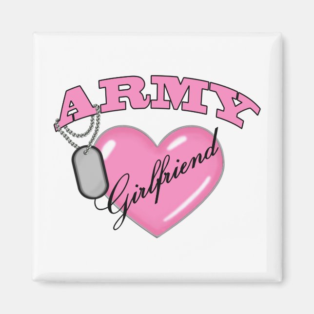 Arméns flickvän Rosa Heart N Hund Märkre Magnet (Framsidan)