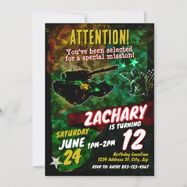 Arméns födelsedagsinbjudan inbjudningar (Framsida)